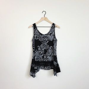 Anthropologie | Paper Crane black lace paisley top